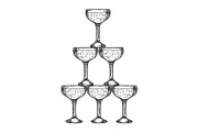 Champagne glass pyramid tower