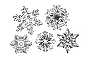 Snowflake set engraving vector
