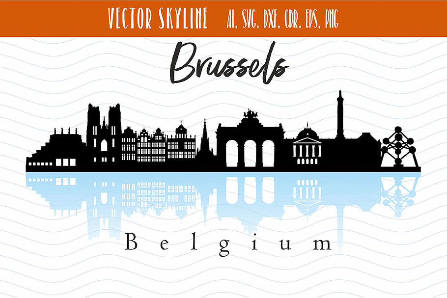 Brussels City Skyline SVG in Illustrations - product preview 8