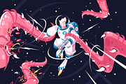 Astronaut vs alien tentacles