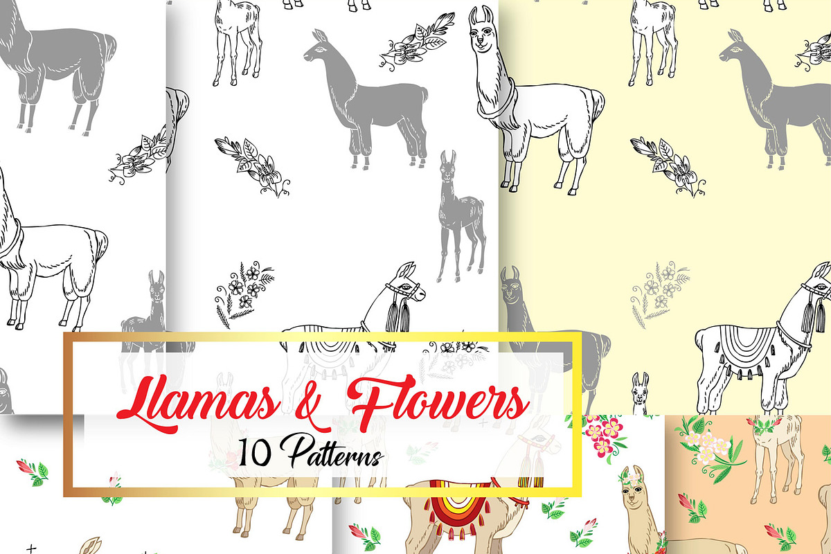 Llama Digital Paper with Floral  in Patterns - product preview 8
