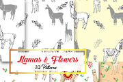Llama Digital Paper with Floral 