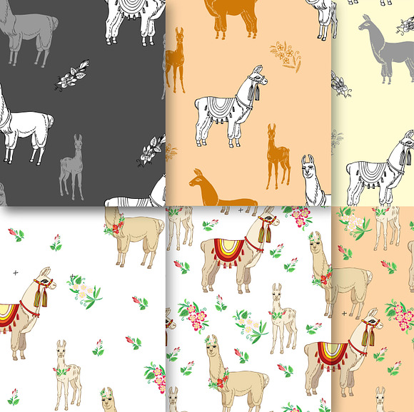 Llama Digital Paper with Floral  in Patterns - product preview 1