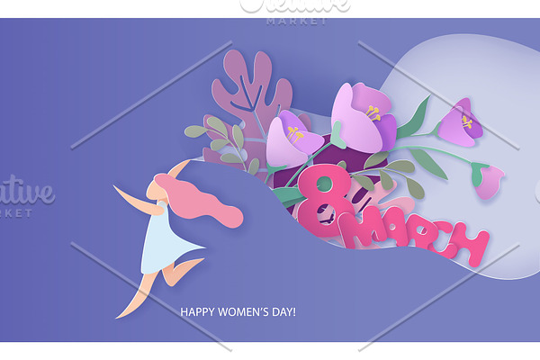 Happy Women Day holiday card paper
