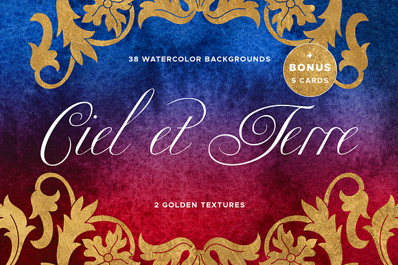Ciel et Terre Watercolor Backgrounds in Textures - product preview 5