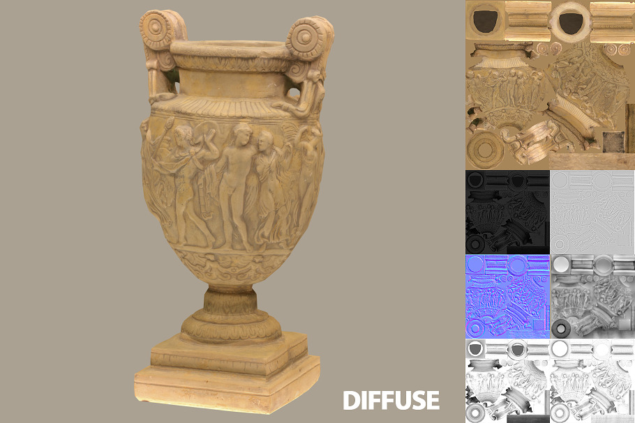 Ancient roman greek vase with LODs in Appliances - product preview 1