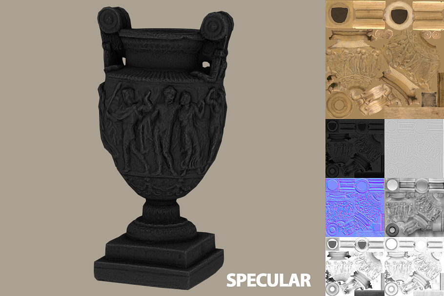 Ancient roman greek vase with LODs in Appliances - product preview 2