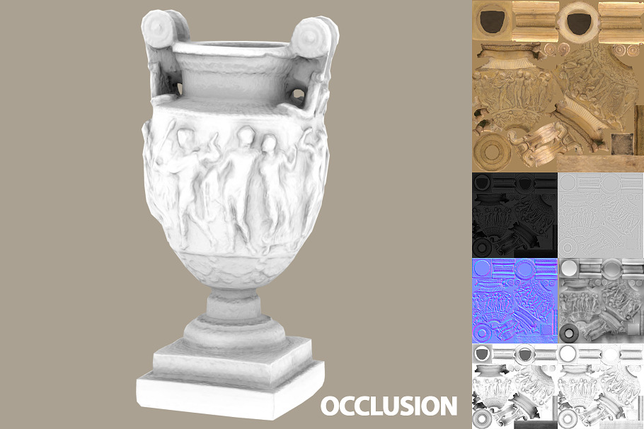 Ancient roman greek vase with LODs in Appliances - product preview 4