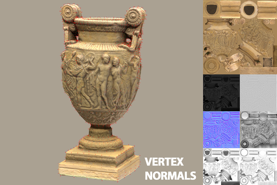 Ancient roman greek vase with LODs in Appliances - product preview 10