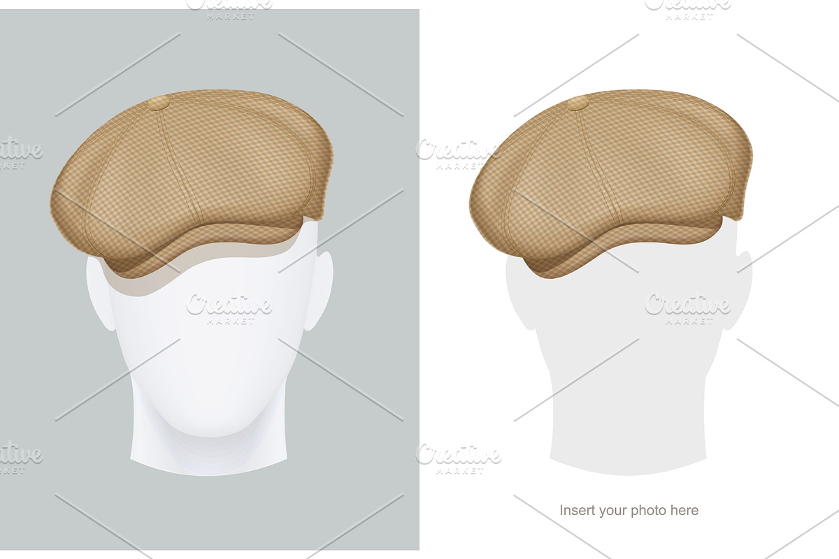 Flat Peaked cap. Classic head male. in Illustrations - product preview 8