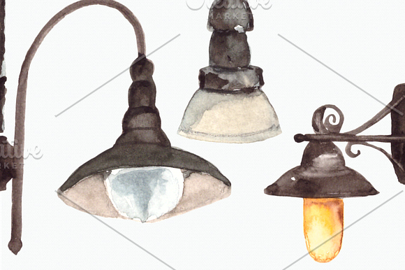 Watercolor Lanterns Clip Art Set in Objects - product preview 2
