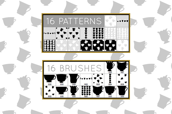Teacups Brush and Pattern Pack in Add-Ons - product preview 1