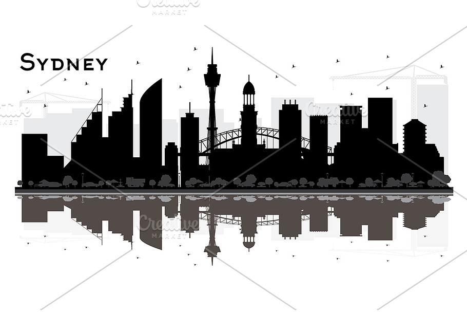 Sydney City Skyline Silhouette  in Illustrations - product preview 8
