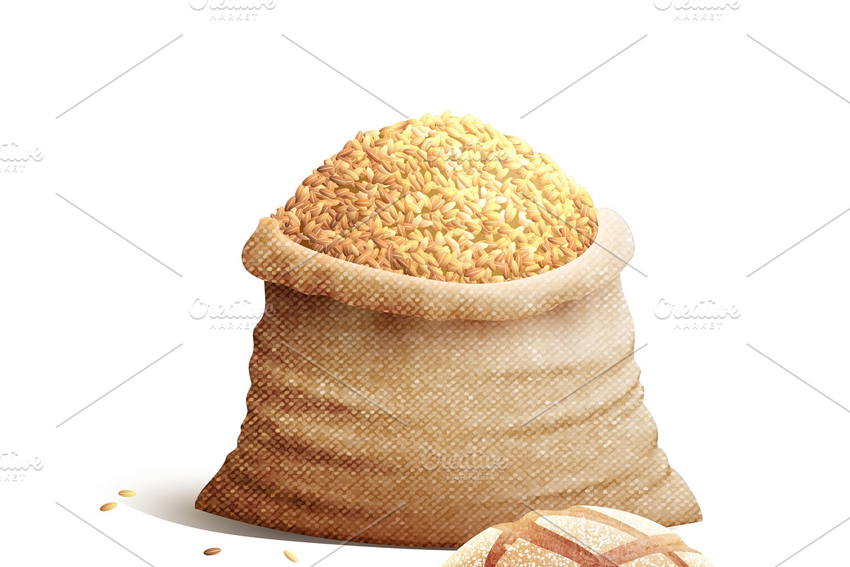 Bread and grains 3d color concept in Illustrations - product preview 8