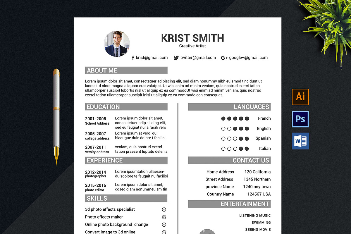 Clean Cv-Resume in Resume Templates - product preview 8