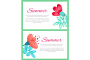 Summer Poster with Flowers on Vector