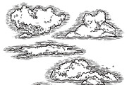 Hand drawn clouds icons set