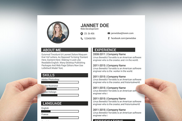 Minimal Resume/CV Template  in Resume Templates - product preview 1