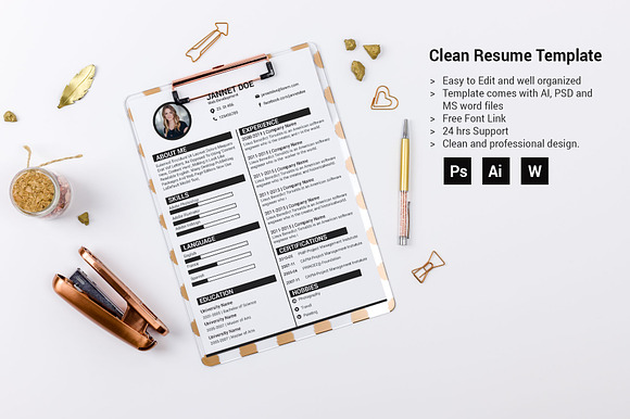 Minimal Resume/CV Template  in Resume Templates - product preview 2