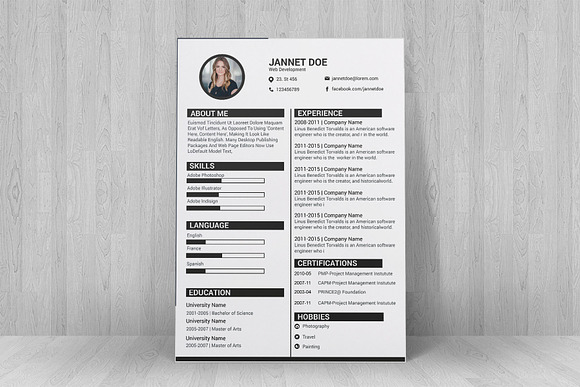 Minimal Resume/CV Template  in Resume Templates - product preview 8