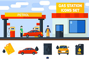 Gas petrol station icons collection