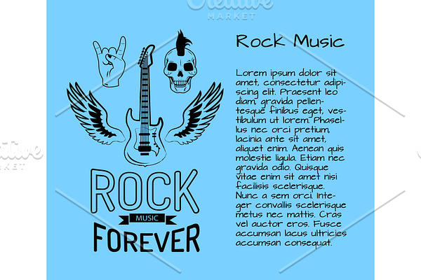 Rock Music Forever Postcard Vector