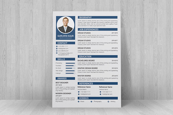 Professional Resume / CV Template in Resume Templates - product preview 3
