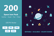 200 Space Exploration Icon Pack