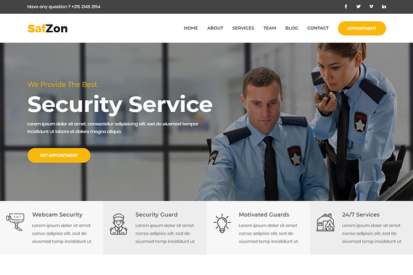 SafZon -Security Guard HTML Template