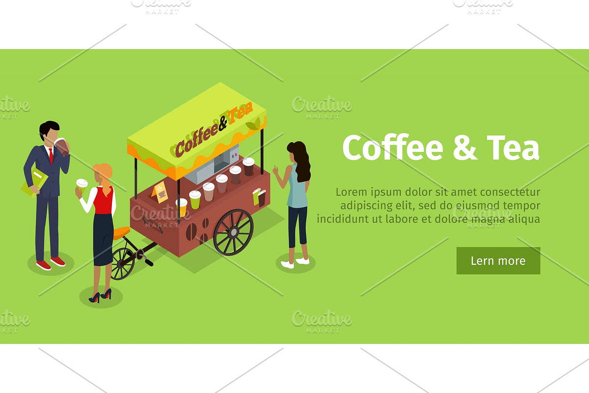 Coffee Tea Concept Isometric Vector in Illustrations - product preview 8