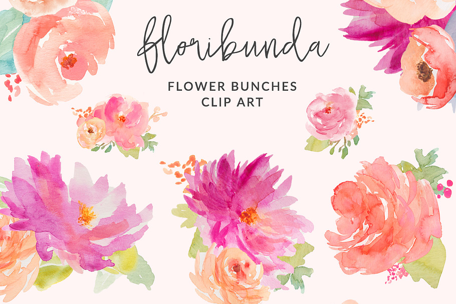 Floribunda Watercolor Flowers