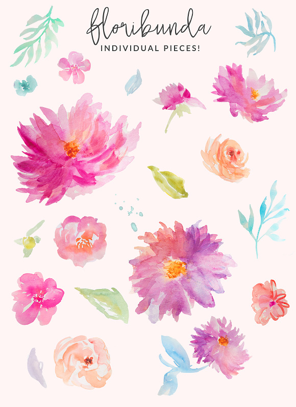 Floribunda Watercolor Flowers in Illustrations - product preview 1