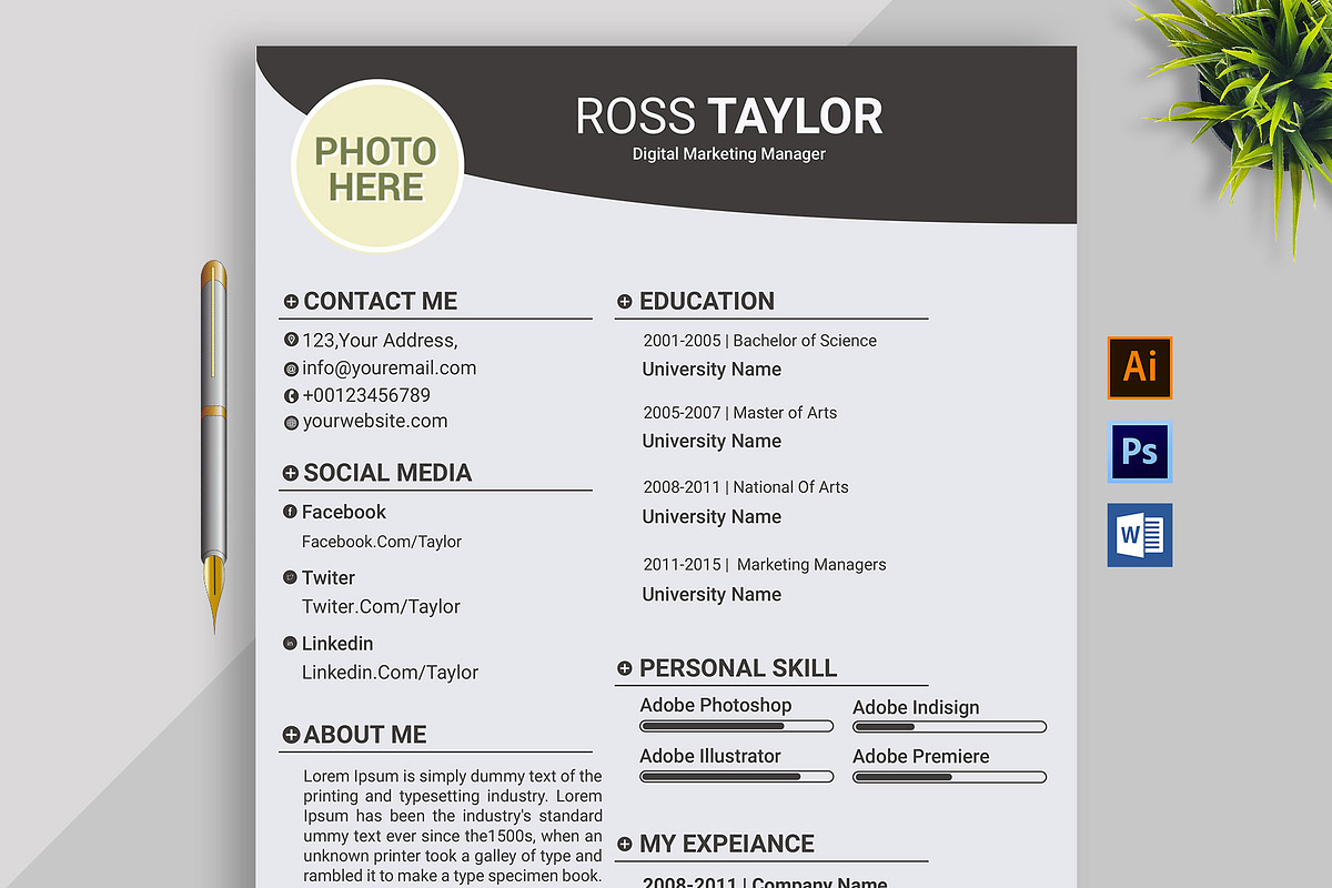 Professional resume template / CV in Resume Templates - product preview 8