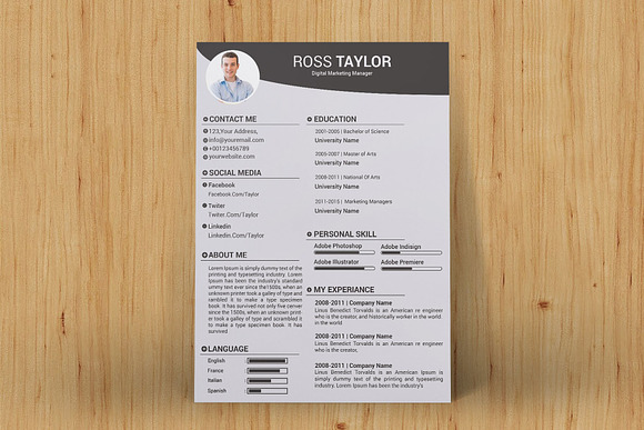 Professional resume template / CV in Resume Templates - product preview 10