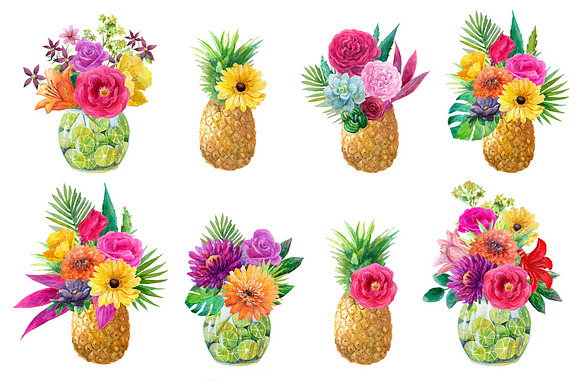 Mexican watercolor flowers.Fiesta. in Illustrations - product preview 2