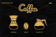 Handmade Retro Coffee Sign and Icons