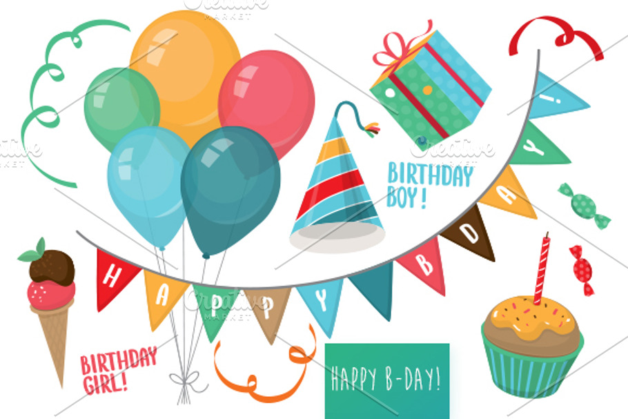 Happy Birthday vector set in Illustrations - product preview 8