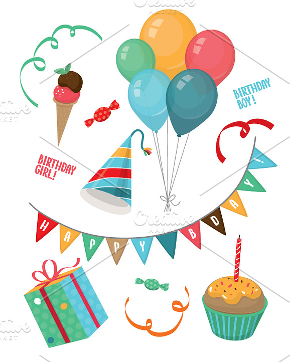 Happy Birthday vector set in Illustrations - product preview 1