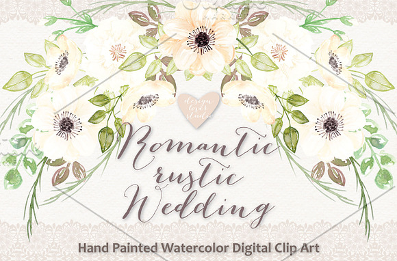 Watercolor Romantic rustic clipart in Illustrations - product preview 2