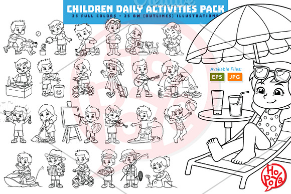 Children Daily Activities Pack in Illustrations - product preview 1