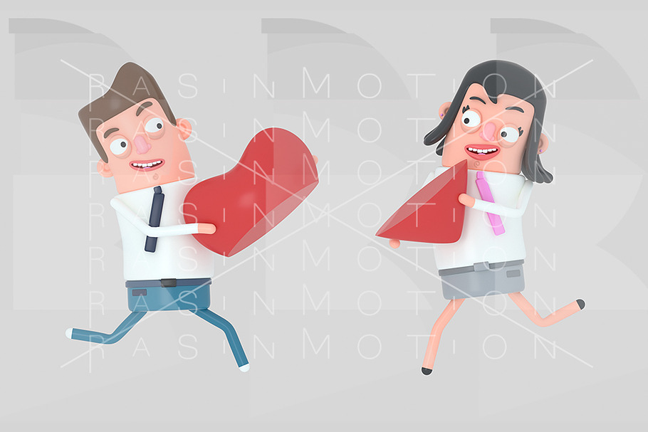 Couple in love running and holding h in Illustrations - product preview 8
