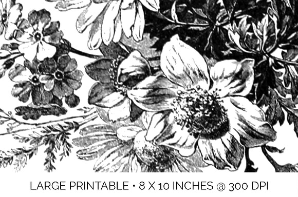 bee flower bunch Vintage Flowers in Illustrations - product preview 4