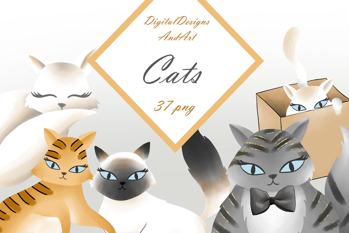 Cats clipart in Illustrations - product preview 8