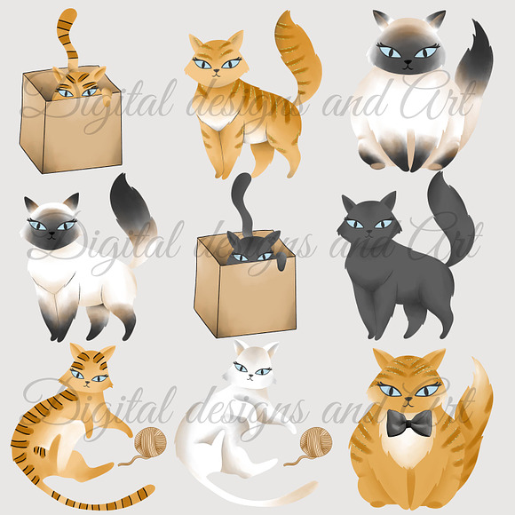 Cats clipart in Illustrations - product preview 2