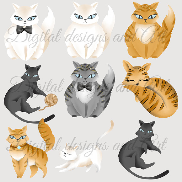 Cats clipart in Illustrations - product preview 3