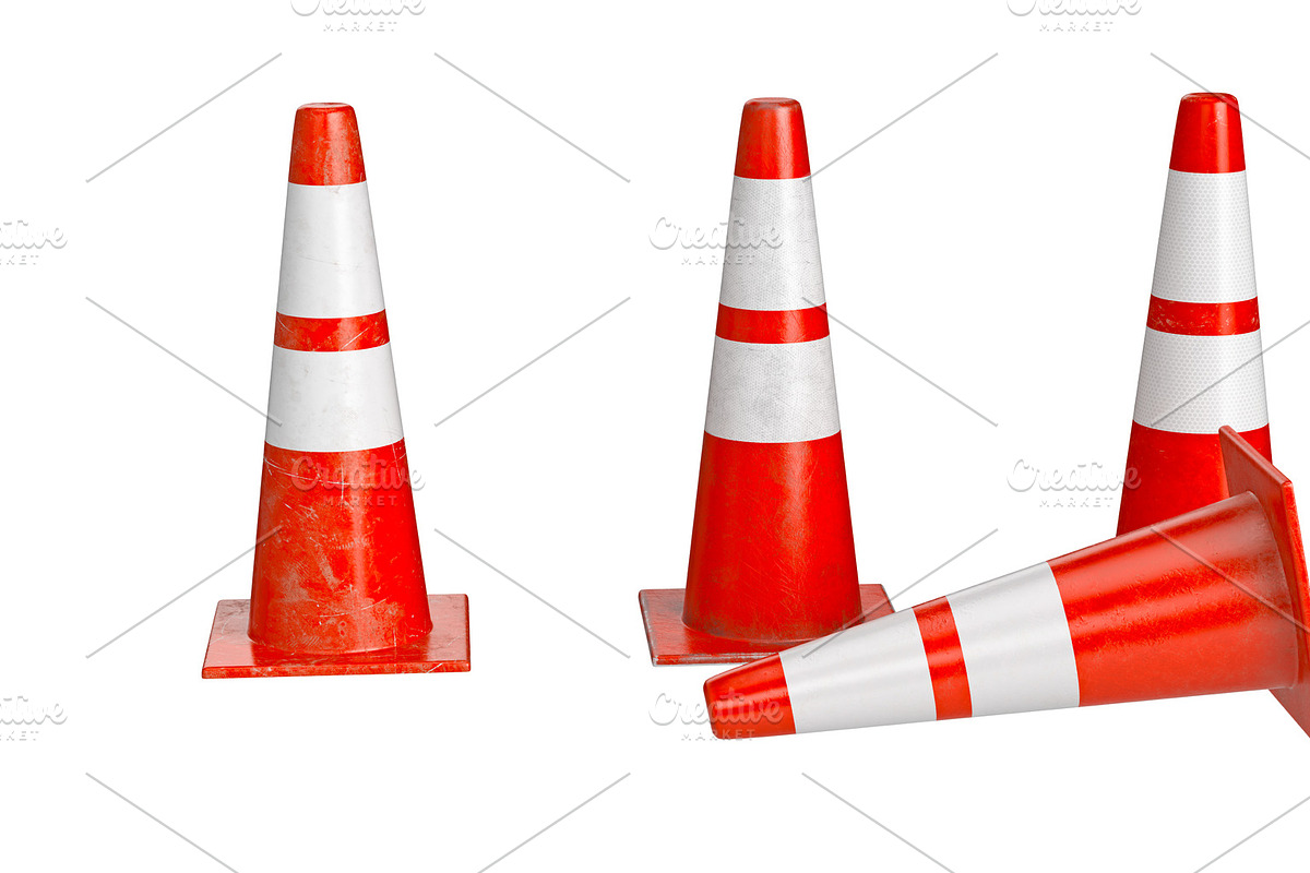 Traffic cone barrier danger warning in Objects - product preview 8