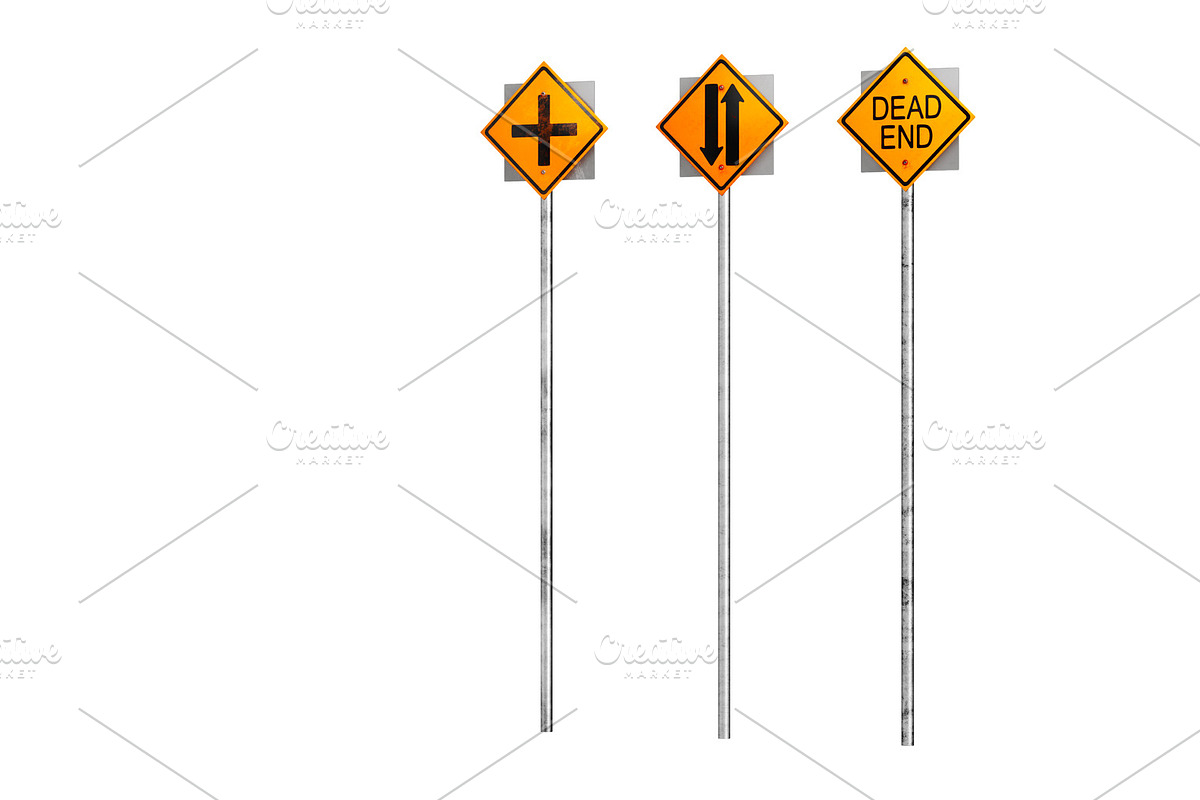 Sign traffic road symbol yellow in Objects - product preview 8