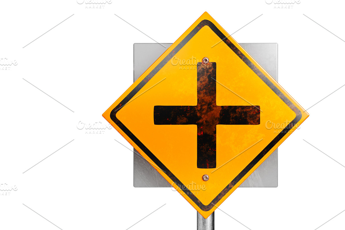 Sign traffic road symbol orange in Objects - product preview 8
