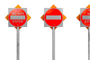 Sign traffic road symbol set