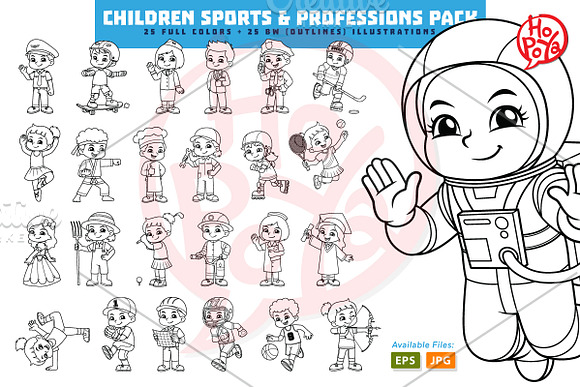 Children Sports & Professions Pack in Illustrations - product preview 1